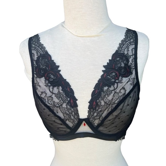 Lise Charmel Soirée Libertine Embroidered Lace Bra Swarovski ACG7450B 36B NWT - Picture 1 of 16